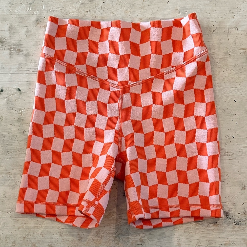 The upside checkered biker shorts pink & orange | size xxs